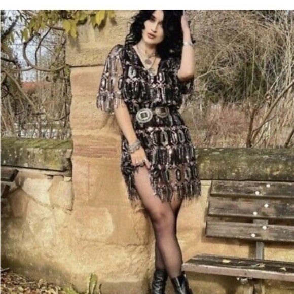 Zara Sequins Fringe Dress Medium - Picture 8 of 16